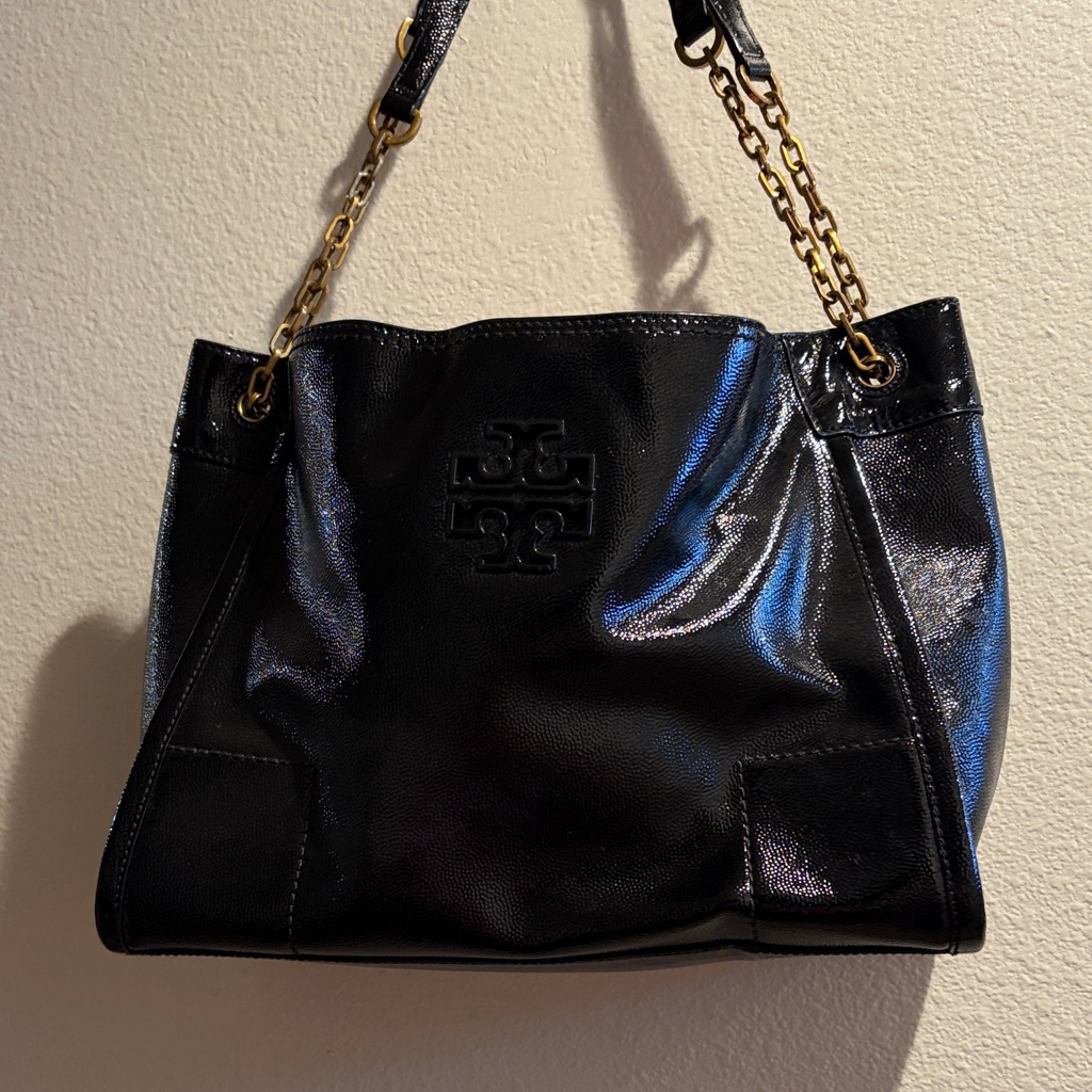 Tory Burch Britton Patent Black Bag